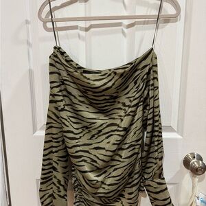 Zara Beige and Black Animal Print Top